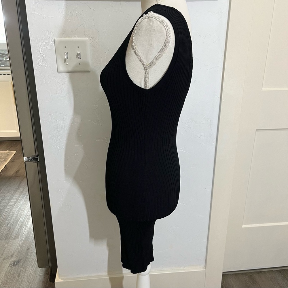 Generation Love Black Stretch Rib Knit V Neck Dress Xs - Picture 4 of 6